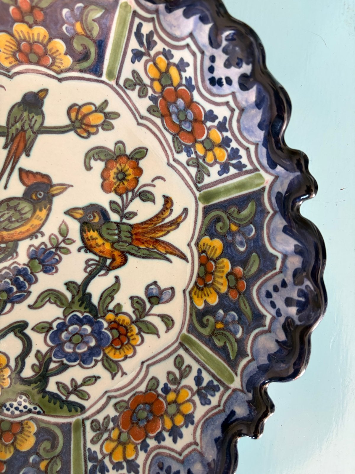 Decoratief Wandbord Handwerk Altena Workum Vogels Bloemen, Antiek en Kunst, Antiek | Wandborden en Tegels, Ophalen