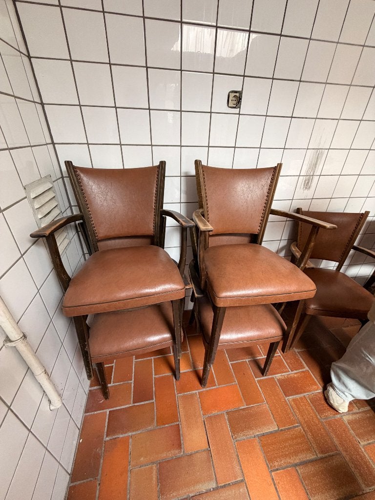 Stoelen leer, Ophalen, Gebruikt, Bruin, Leer