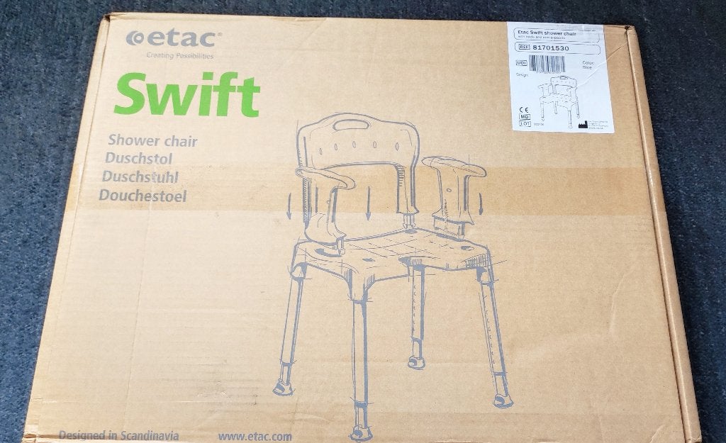 ETAC Swift douchestoel blauw Z.g.a.n., Diversen, Ophalen, Zo goed als nieuw