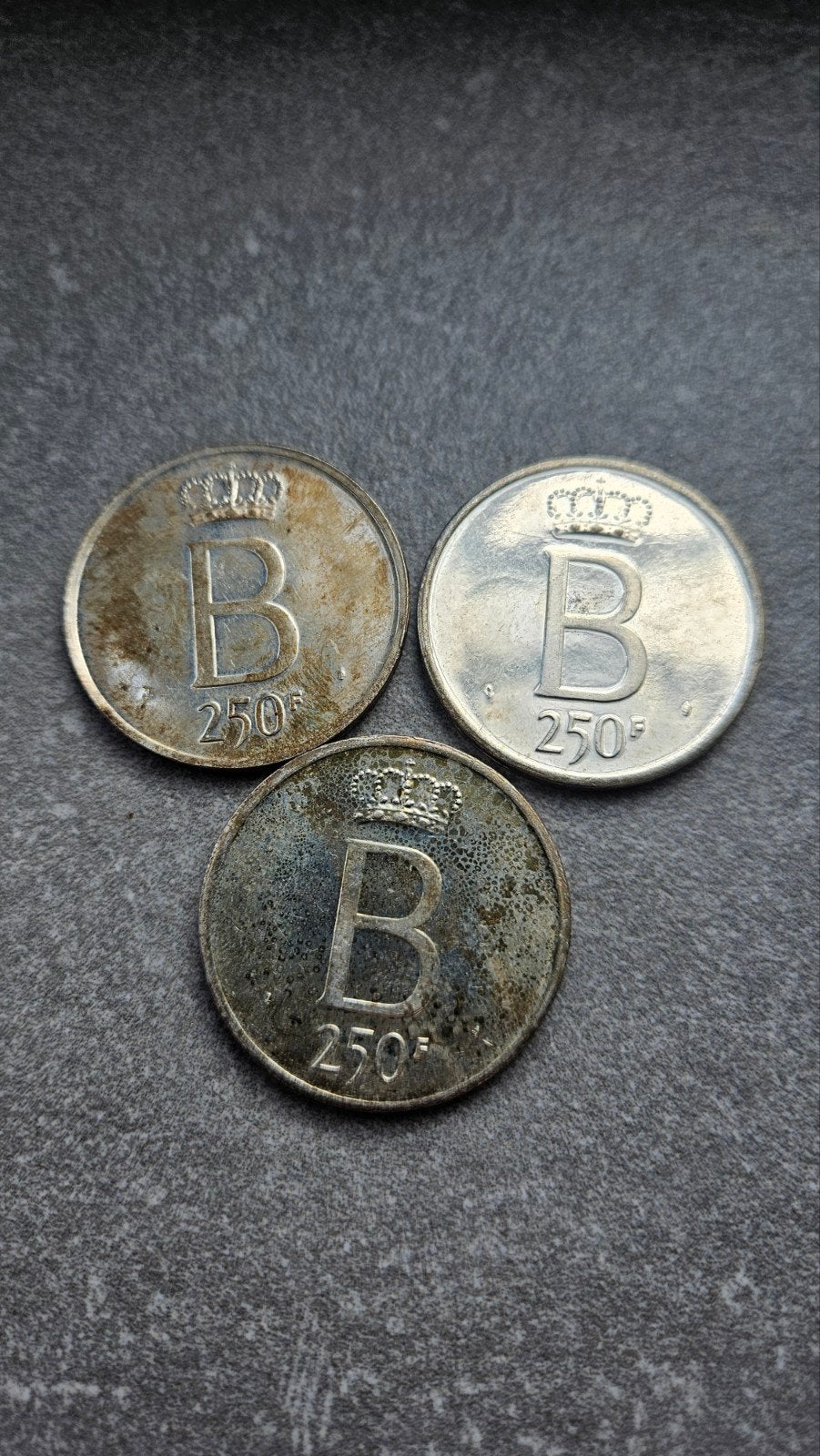 3 stuks zilveren 250 fr proof belgie, Ophalen of Verzenden, Koningin Beatrix, Euro's, Zilver
