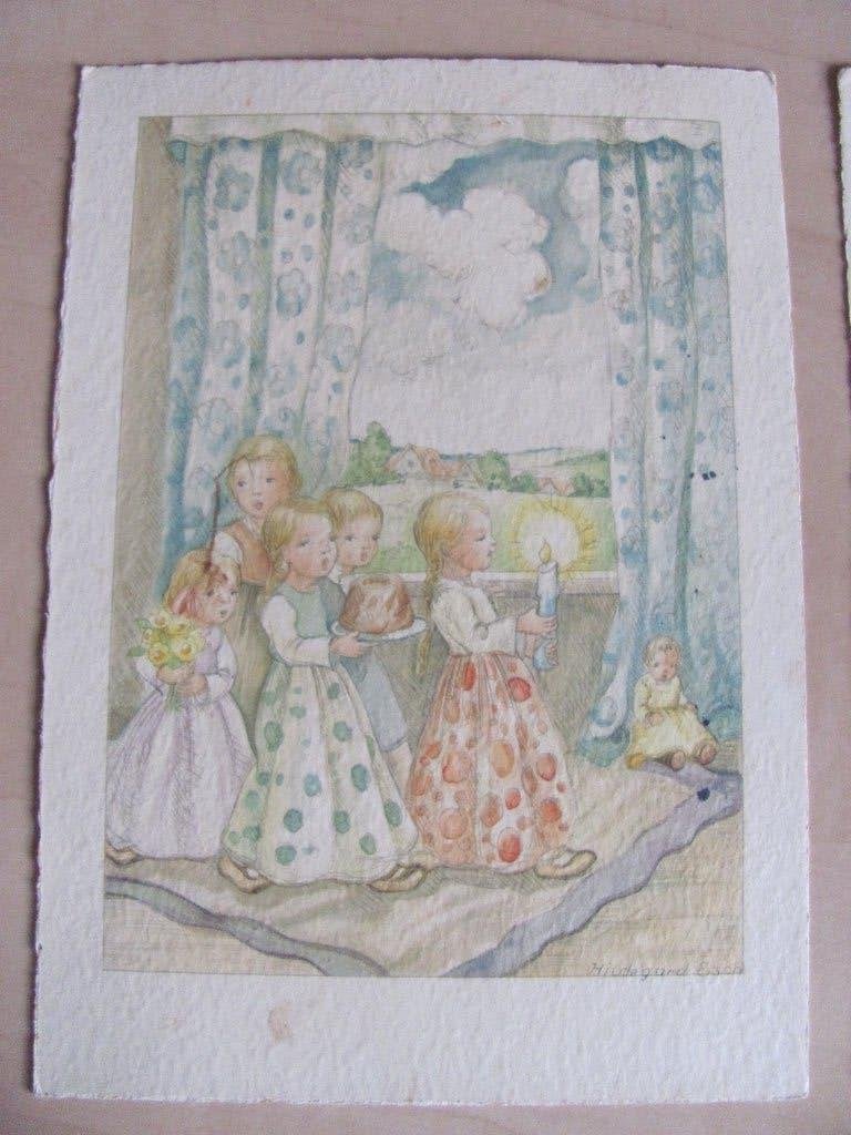 Hildegard Esch, 2x kinderkaart, Ophalen of Verzenden, Voor 1920, Gelopen, Kinderen