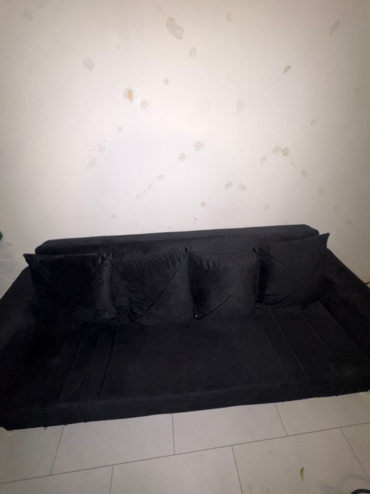 Twee 3-zits slaapbanken en zwarte eettafel 160x60, Ophalen, Gebruikt, Zwart, Tweepersoons