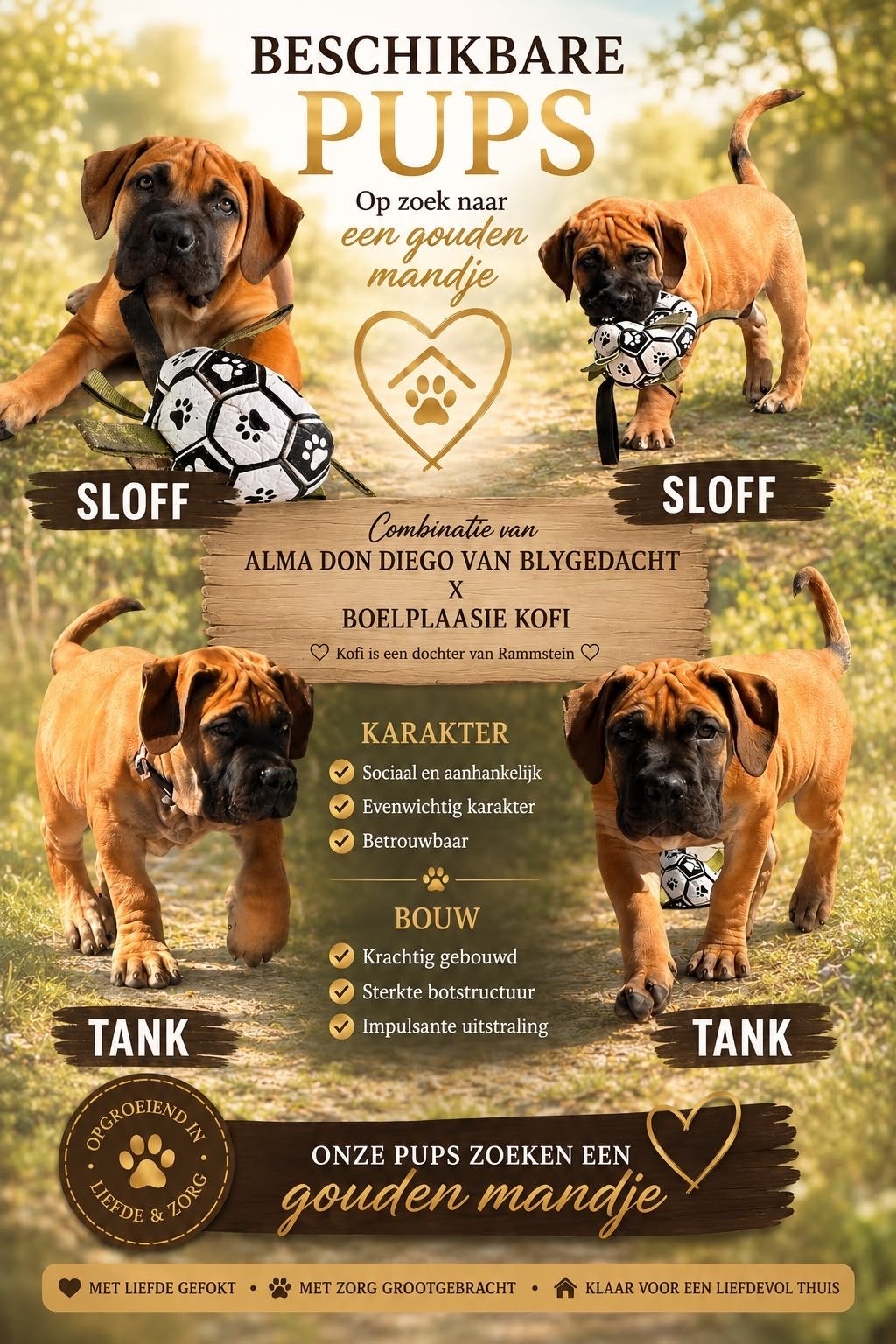 prachtige gebouwde boerboel pups op zoek naar gouden mandje, Dieren en Toebehoren, 8 tot 15 weken, Parvo, Meerdere, Nederland