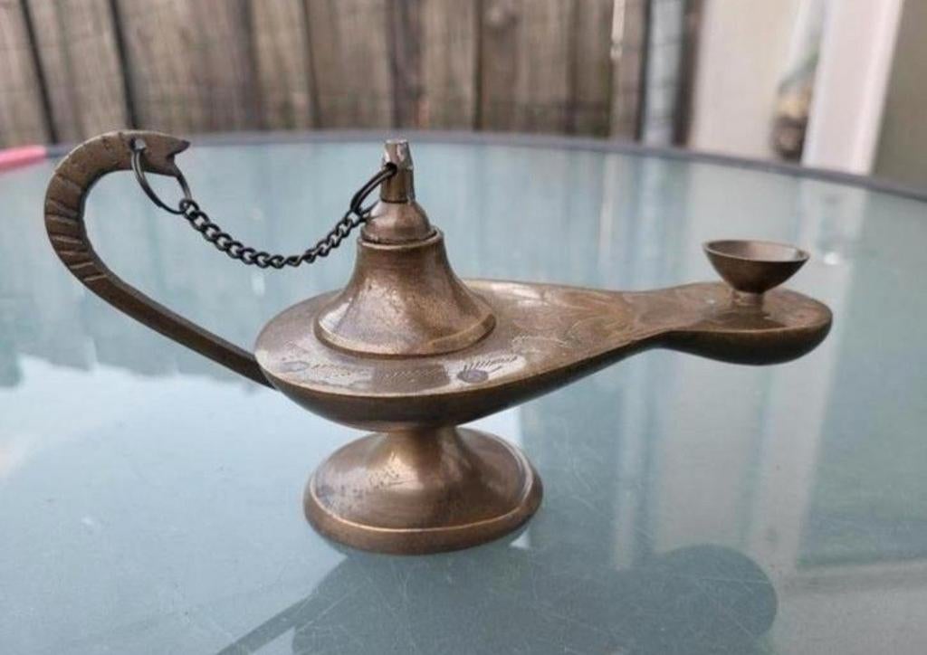 Vintage Aladdin olielamp van messing, Ophalen of Verzenden
