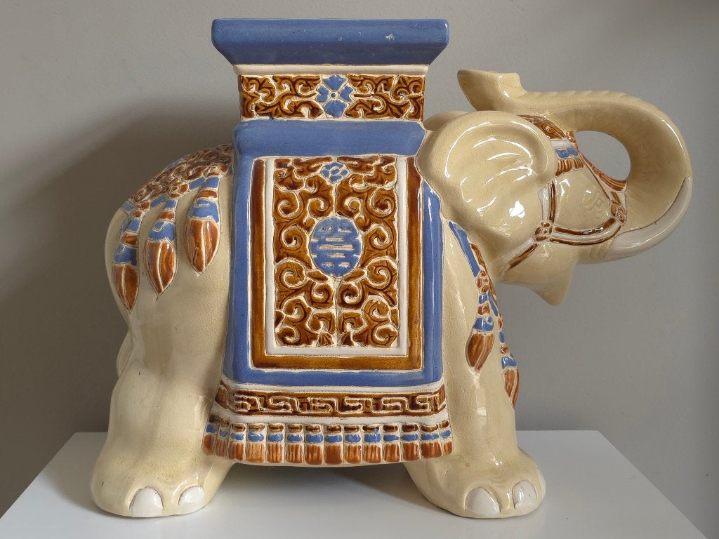 XXL Vintage Keramische Olifant – Plantentafel (44cm), Ophalen of Verzenden