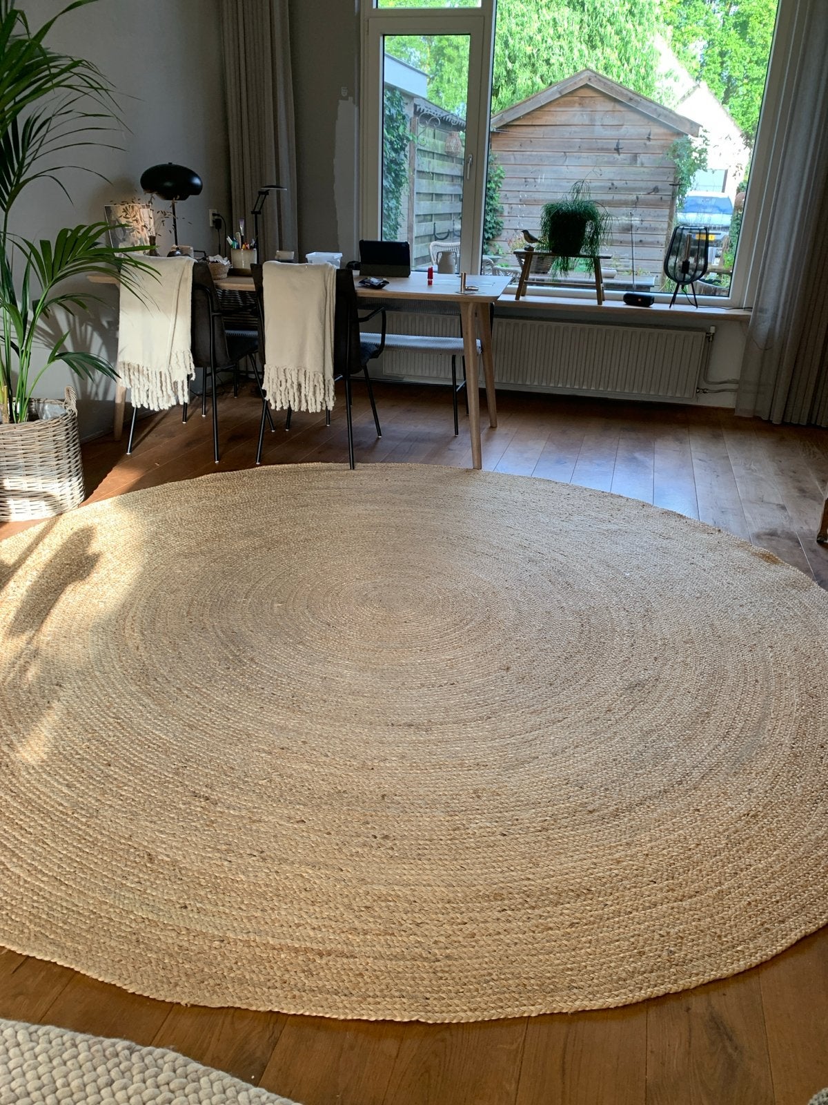 xl Rond Juten Vloerkleed 285 cm doorsnee - Natuurlijke Look, Ophalen, Beige, Boho, Rond