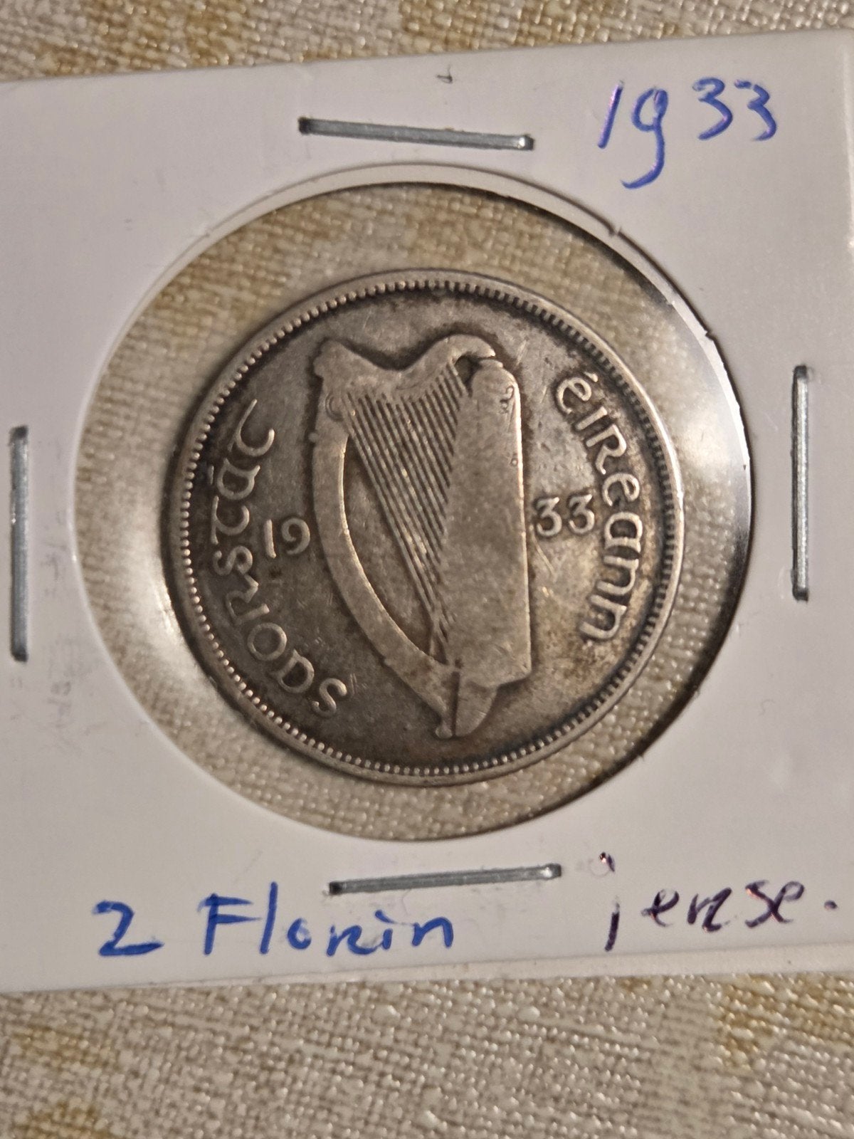 Ierse Florin 1933 - Zilveren Munt met Vis en Harp, Ophalen of Verzenden