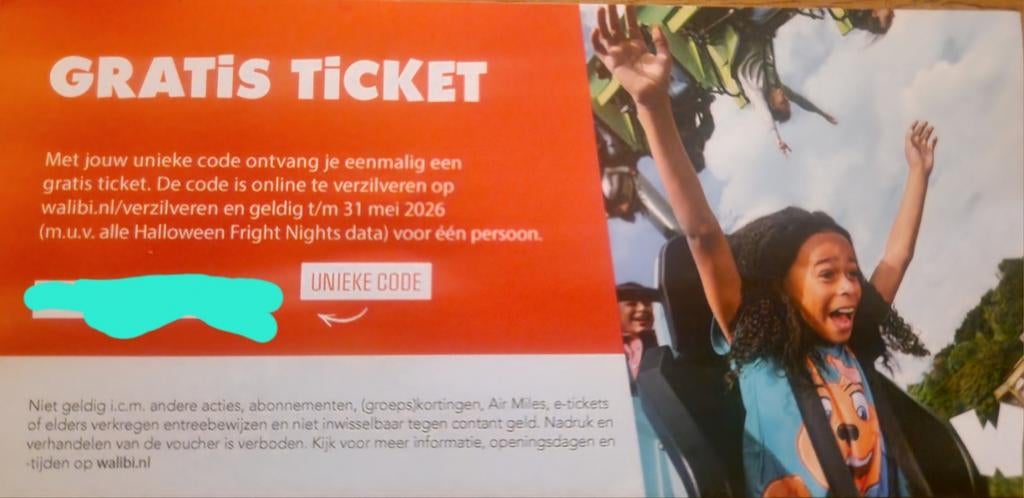 6 tickets Walibi, Tickets en Kaartjes, Drie personen of meer, Ticket of Toegangskaart