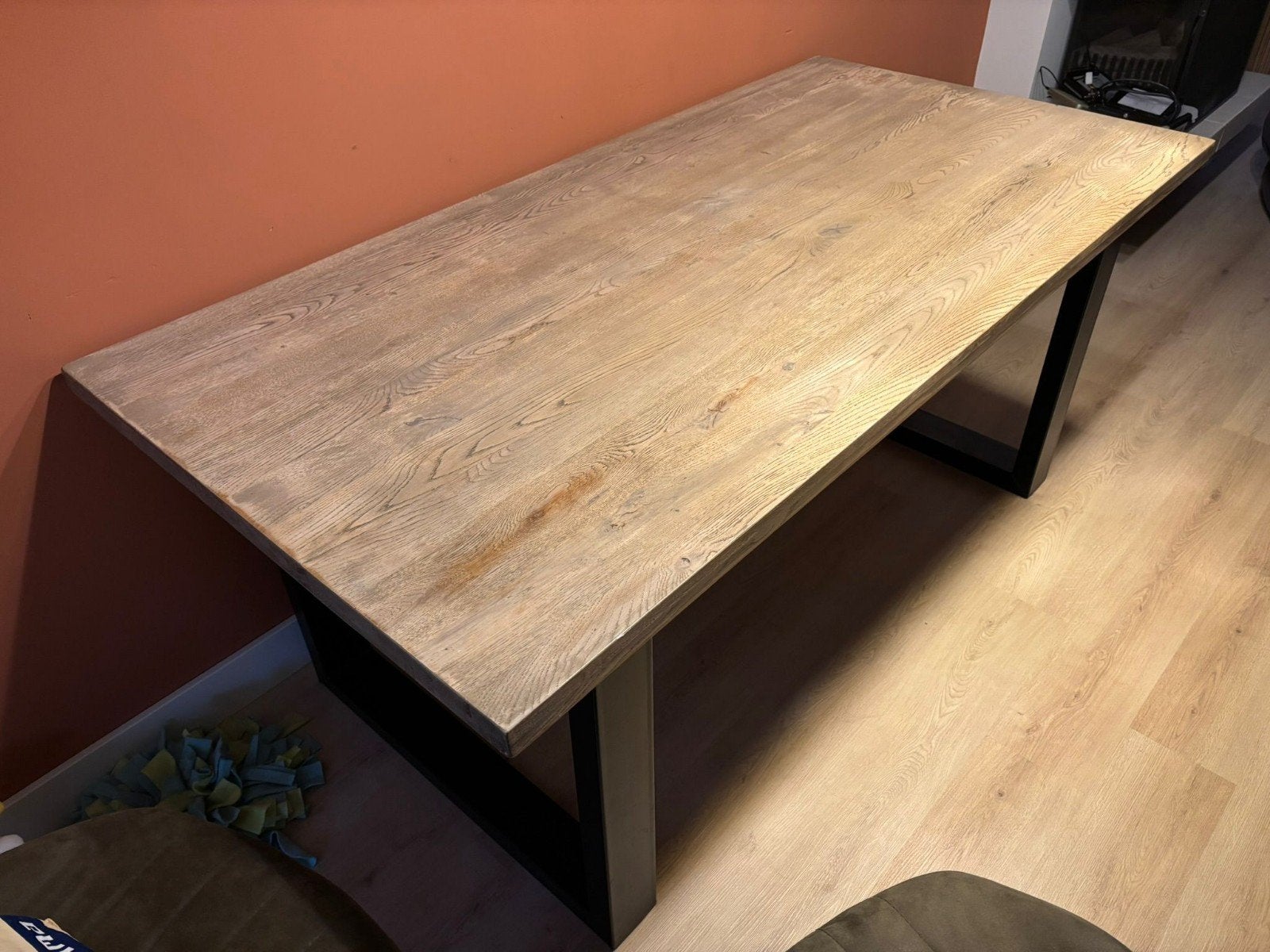 Robuuste eikenhouten (eet)tafel    180 x 90 x 77 cm, Huis en Inrichting, Tafels | Eettafels, Ophalen, Gebruikt, Eikenhout, 50 tot 100 cm