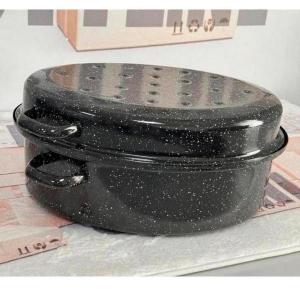Emaille Braadpan XL 40 x 30 cm braadslede wildbraadpan zwart, Nieuw, Ophalen of Verzenden, H, H