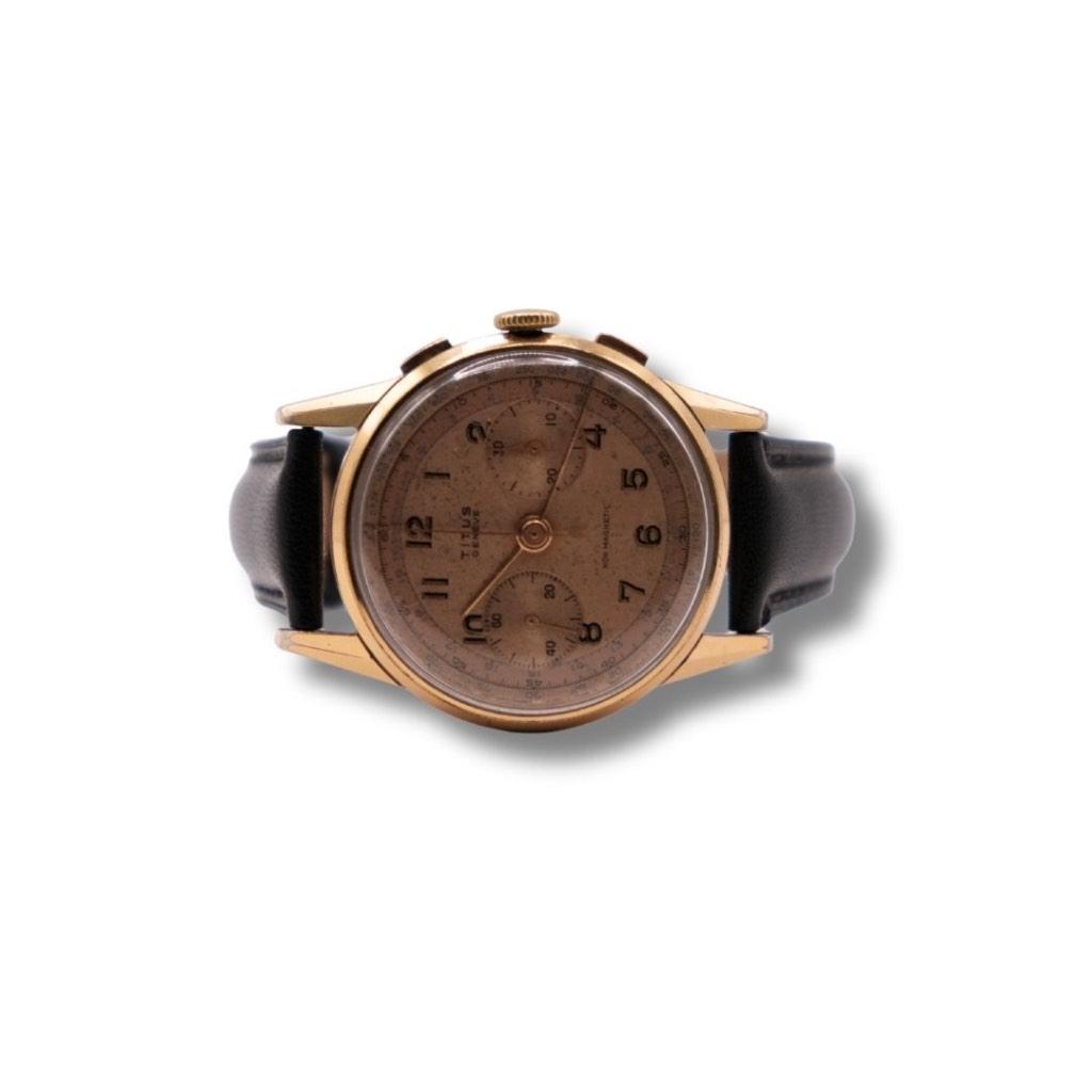 Titus Genève Vintage Chronograph, Sieraden, Tassen en Uiterlijk, Overige merken, Staal, Polshorloge, Ophalen of Verzenden