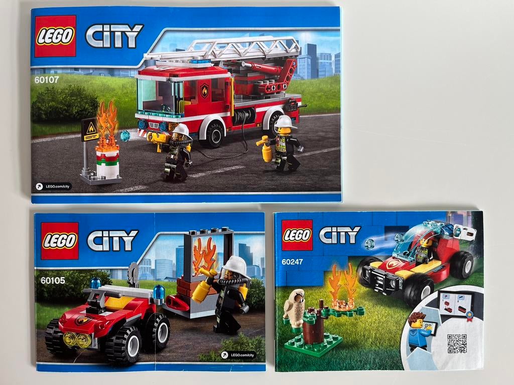 3 Lego City Brandweer sets: 60107, 60105, 60247 Compleet !!, City, Lego, Ophalen of Verzenden, Complete set