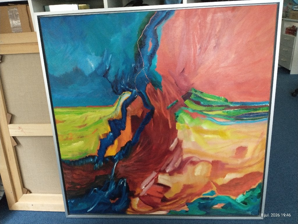 schilderij, Antiek en Kunst, Kunst | Schilderijen | Modern, Ophalen, Abstract, Ingelijst, Overige materialen