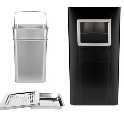 Professionele vrijstaande asbak met prullenbak RVS (60cm), 40 liter of meer, Ophalen of Verzenden, Nieuw, Rvs