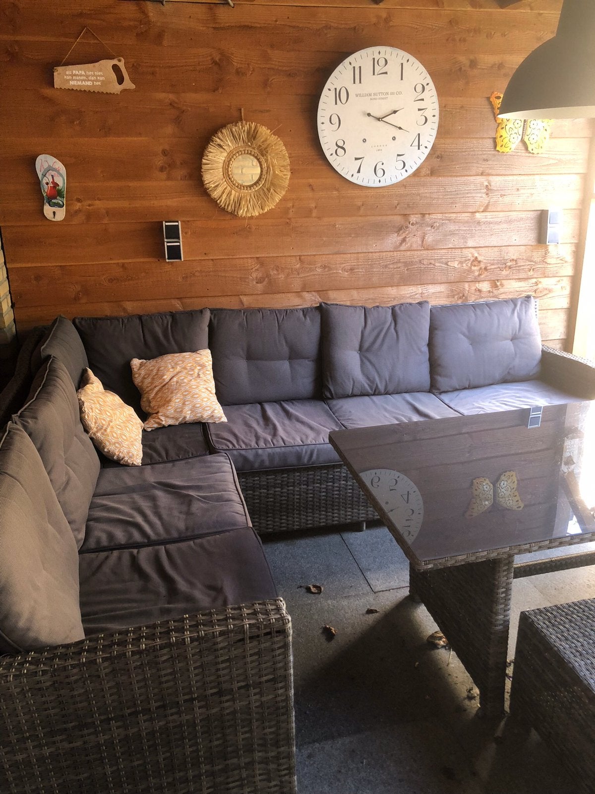 Nette loungeset met tafel 2 voetenbankjes koopje 350, Tuin en Terras, Ophalen of Verzenden, Zo goed als nieuw, Wicker
