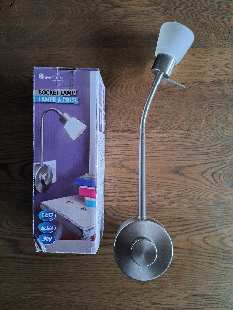 Twee LED stopcontactlampjes met dimmer, Inclusief lichtbron, Ophalen of Verzenden, Zo goed als nieuw, Glas
