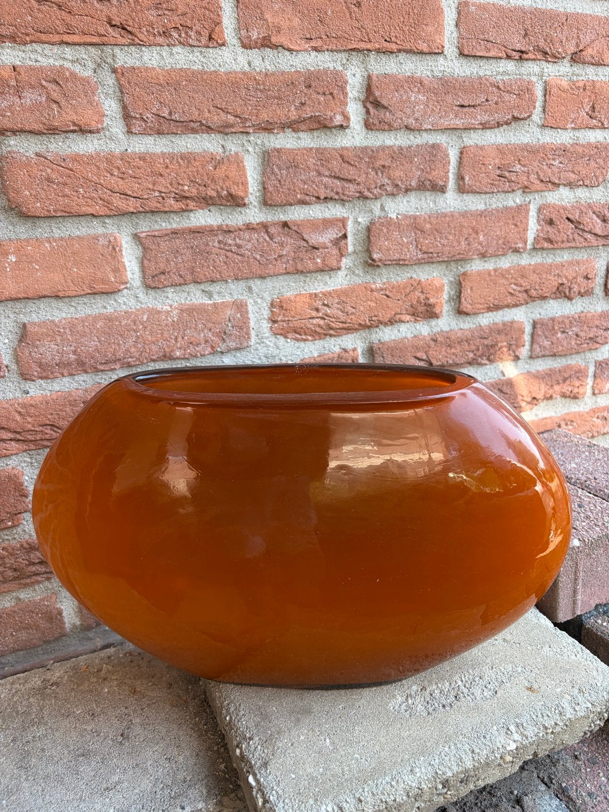 Oranje glazen vaas, Huis en Inrichting, Woonaccessoires | Vazen, Ophalen, Zo goed als nieuw, Oranje, Glas
