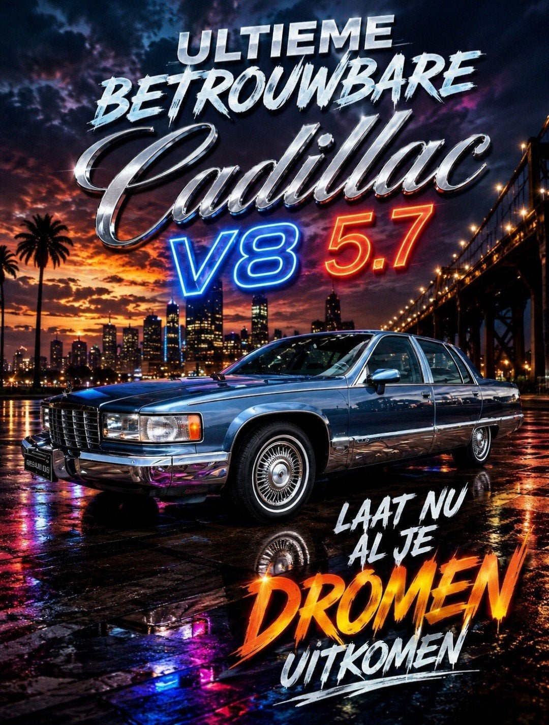 🇺🇲Cadillac Fleetwood 5.7 Brougham AUT 1993 Blauw, Auto's, Cadillac, Achterwielaandrijving, 8 cilinders, Blauw, Brougham