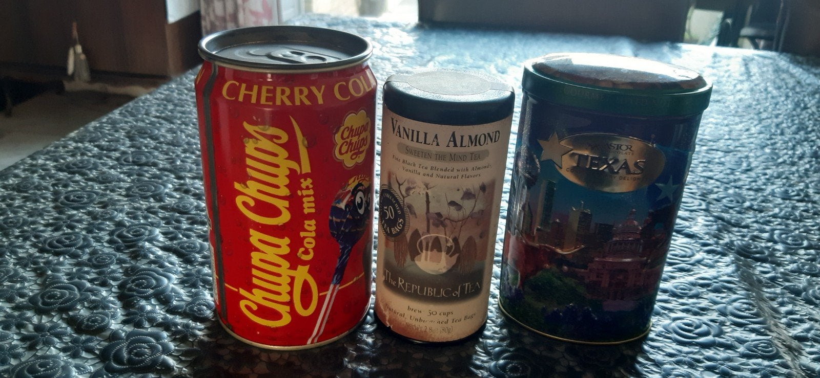 3 blikjes: cola-vanilla tea Almond -Texas, Verzamelen, Ophalen of Verzenden, Overige