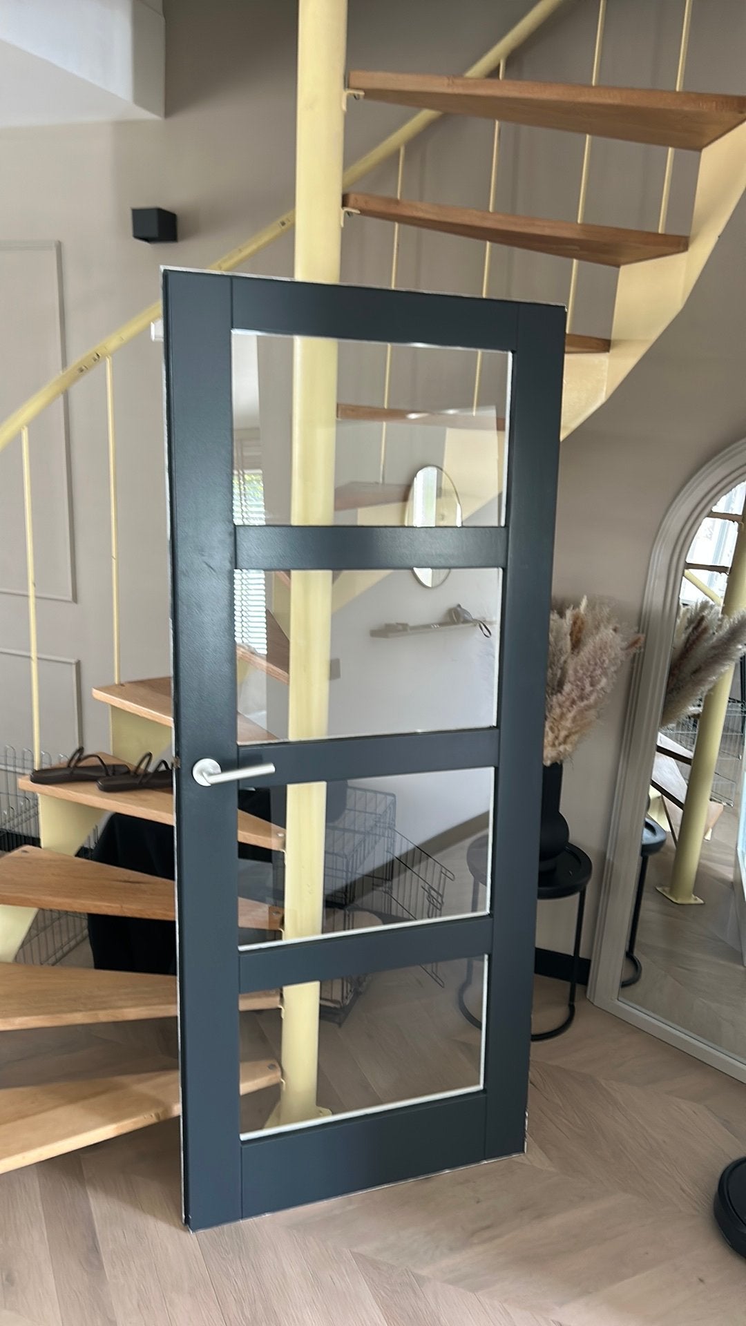 Opdekdeur met glas, Ophalen, Gebruikt, Binnendeur, Glas