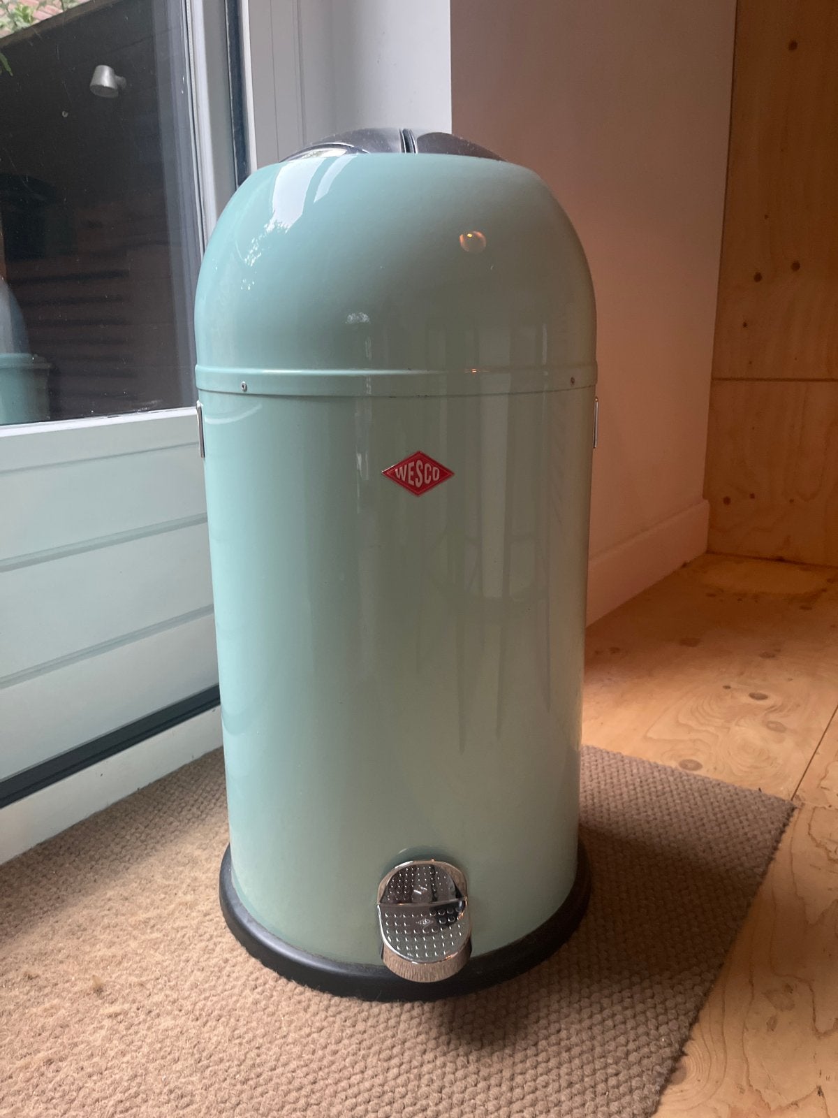 Wesco Kickmaster afvalbak - Mintgroen, Ophalen, Gebruikt, Met pedaal, 50 tot 75 cm