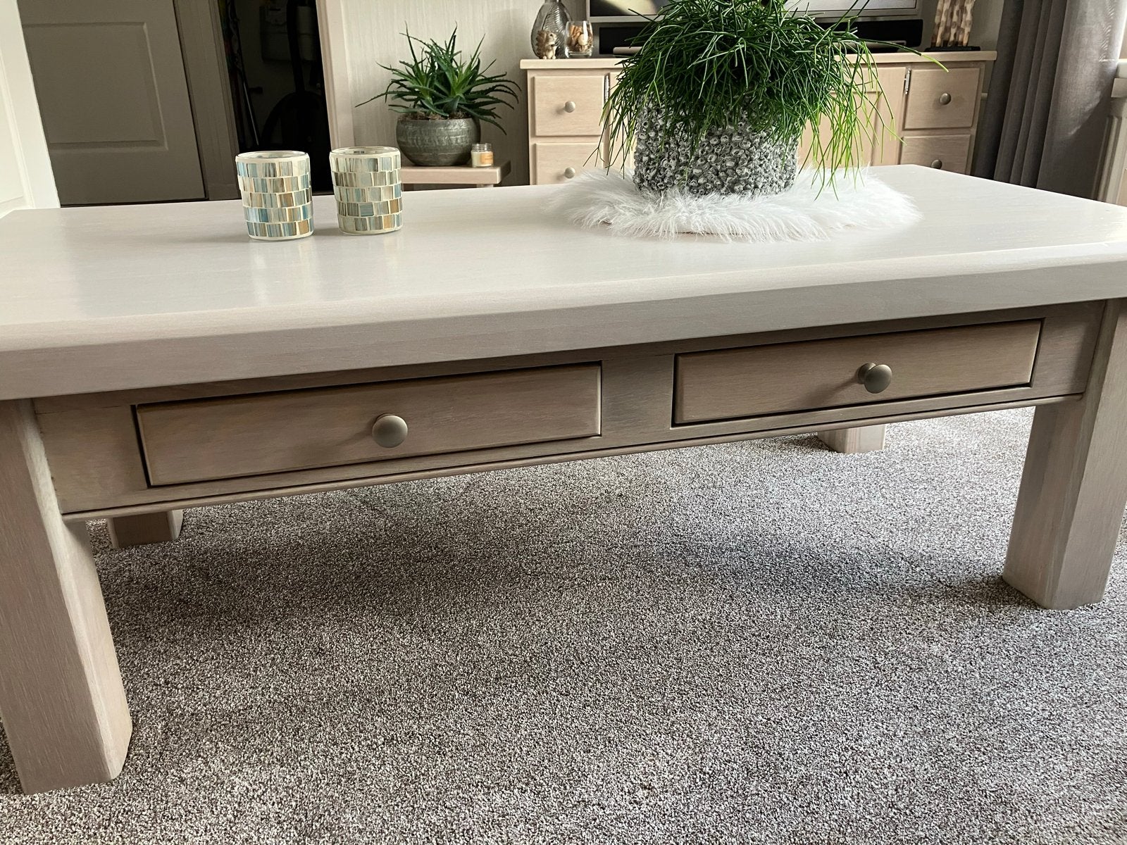 Salontafel met lades - eiken hout., Huis en Inrichting, Tafels | Salontafels, Ophalen, Gebruikt, 100 tot 150 cm, Overige houtsoorten