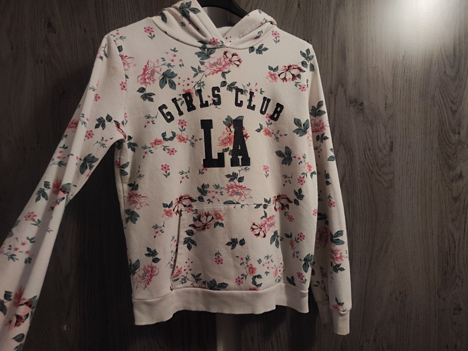 hoodie met bloemenprint en 'Girls Club LA' maat 146/152, Meisje, Trui of Vest, H&M, Ophalen of Verzenden