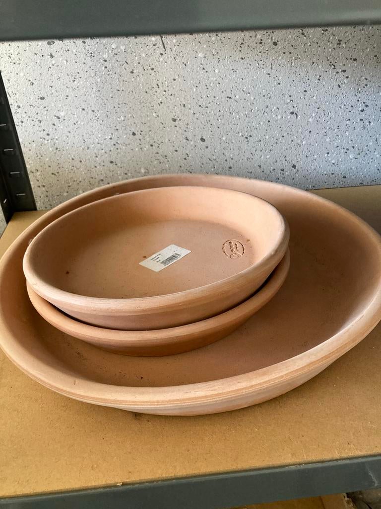 Terracotta waterschalen voor onder bloempot, Tuin en Terras, Gebruikt, Rond, Minder dan 40 cm, Tuin