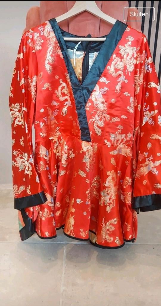 Chinese jurk met drakenprint, maat 42, Ophalen of Verzenden