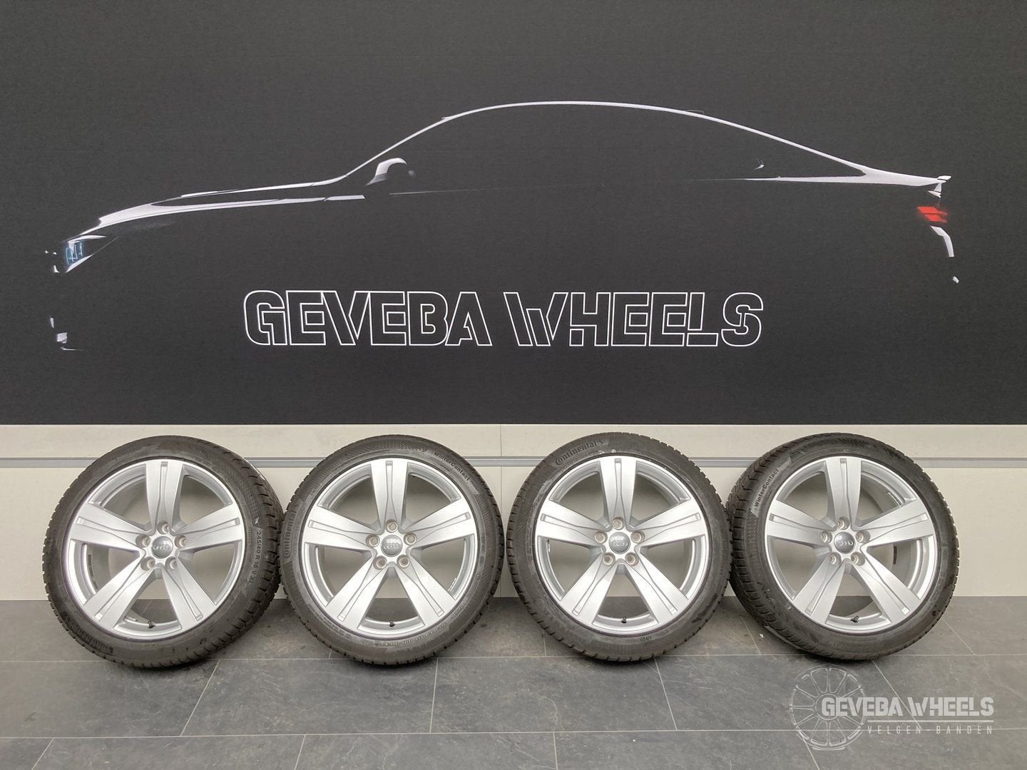 18” originele Audi A5 / S5 velgen + winterbanden 5x112, 18 inch, -, -, Banden en Velgen