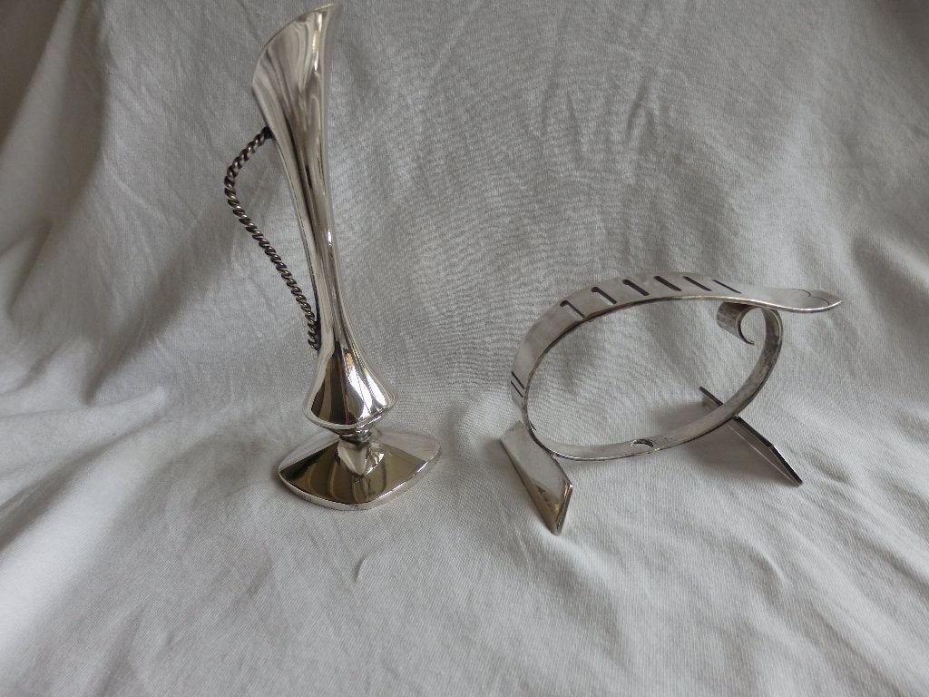 Verzilverd LW MS vaas / Elesva fruitmesjes Houder, Ophalen of Verzenden, Zilver