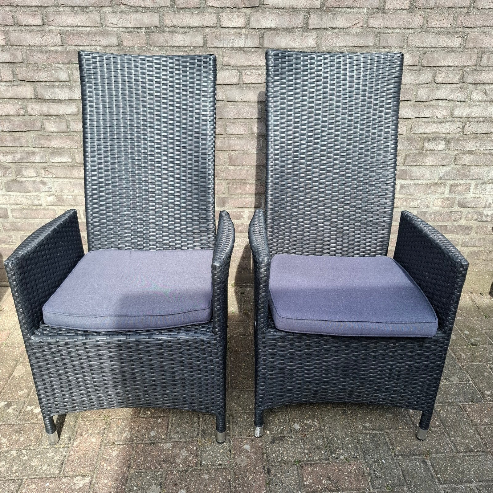 2 Bois Le Duc tuinstoelen zonder kussens, verstelbaar, Kunststof, Gebruikt, Twee, Zwart