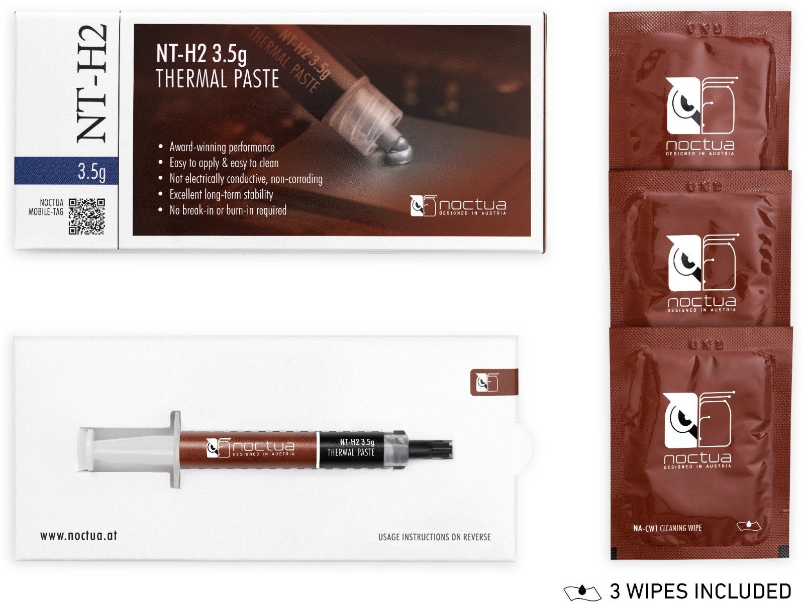 Noctua NT-H2 3.5g Premium Koelpasta met Reinigingsdoekjes, Ophalen of Verzenden, Nieuw