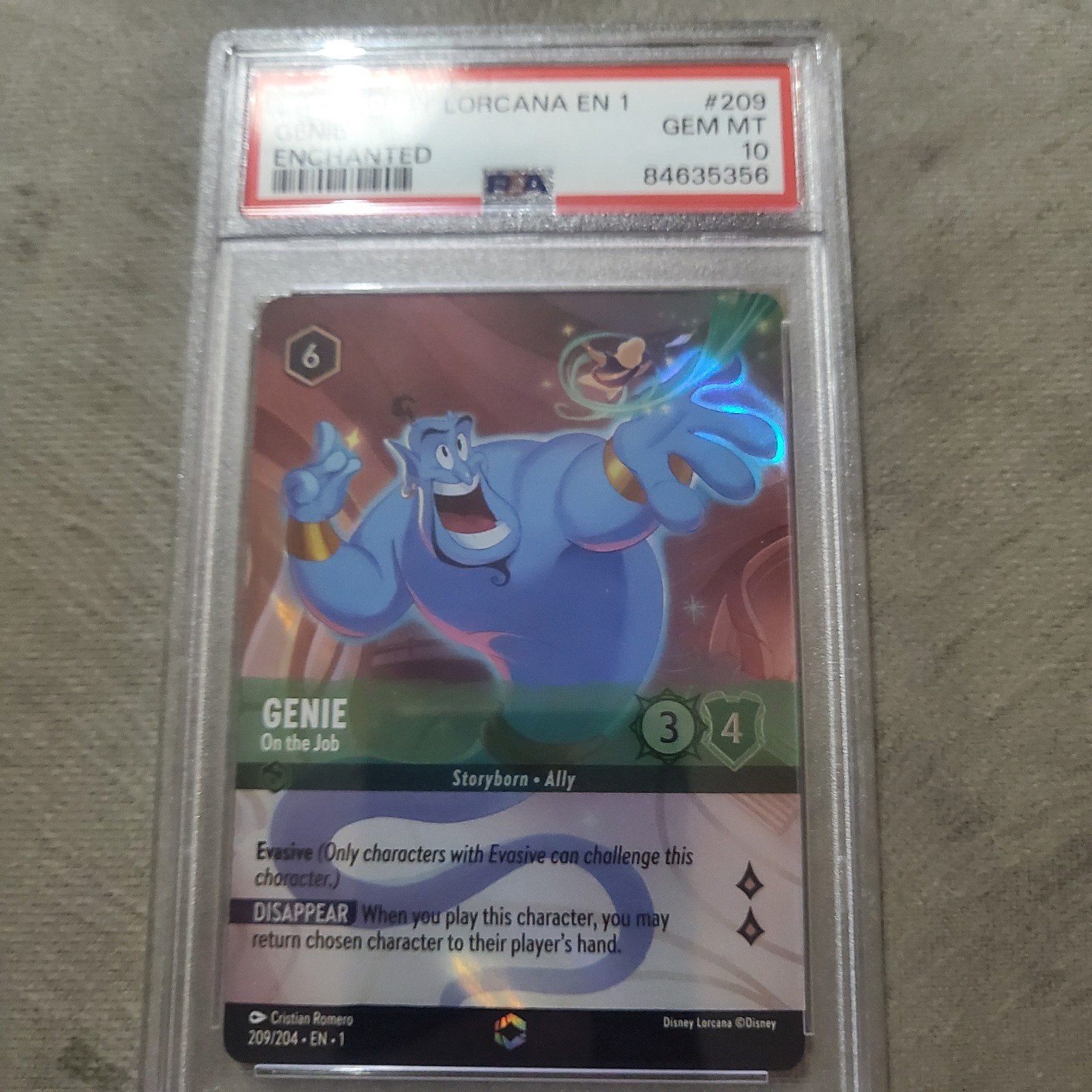 Disney lorcana genie enchanted psa 10!, Hobby en Vrije tijd, Verzamelkaartspellen | Overige, Ophalen of Verzenden, Zo goed als nieuw