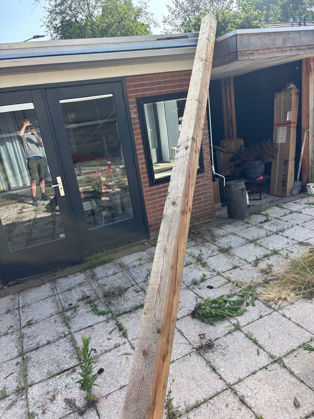 Douglas balk 15x15 cm, 5 meter lang, Doe-het-zelf en Verbouw, Hout en Planken, Ophalen, Zo goed als nieuw, Balk, Overige houtsoorten