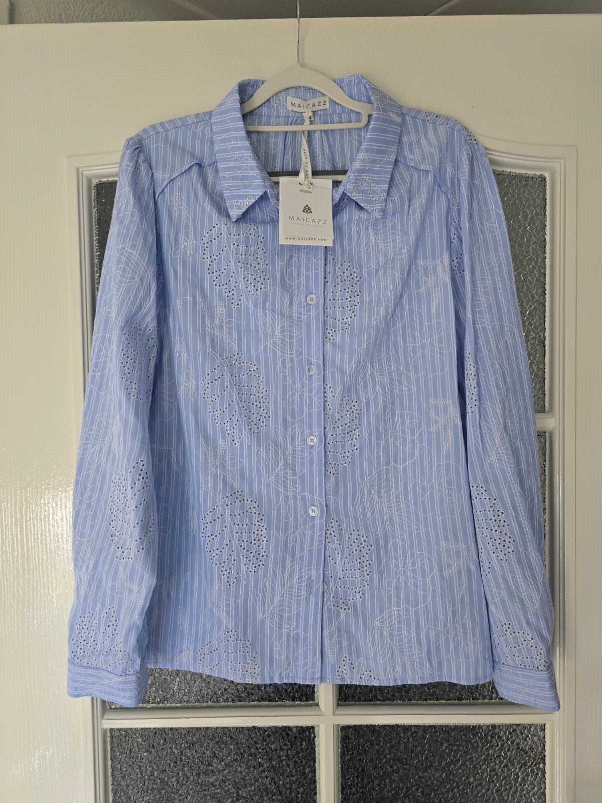 nieuw maicazz blouse 42 blauw wit, Kleding | Dames, Ophalen of Verzenden, Nieuw, Maat 42/44 (L), Blauw