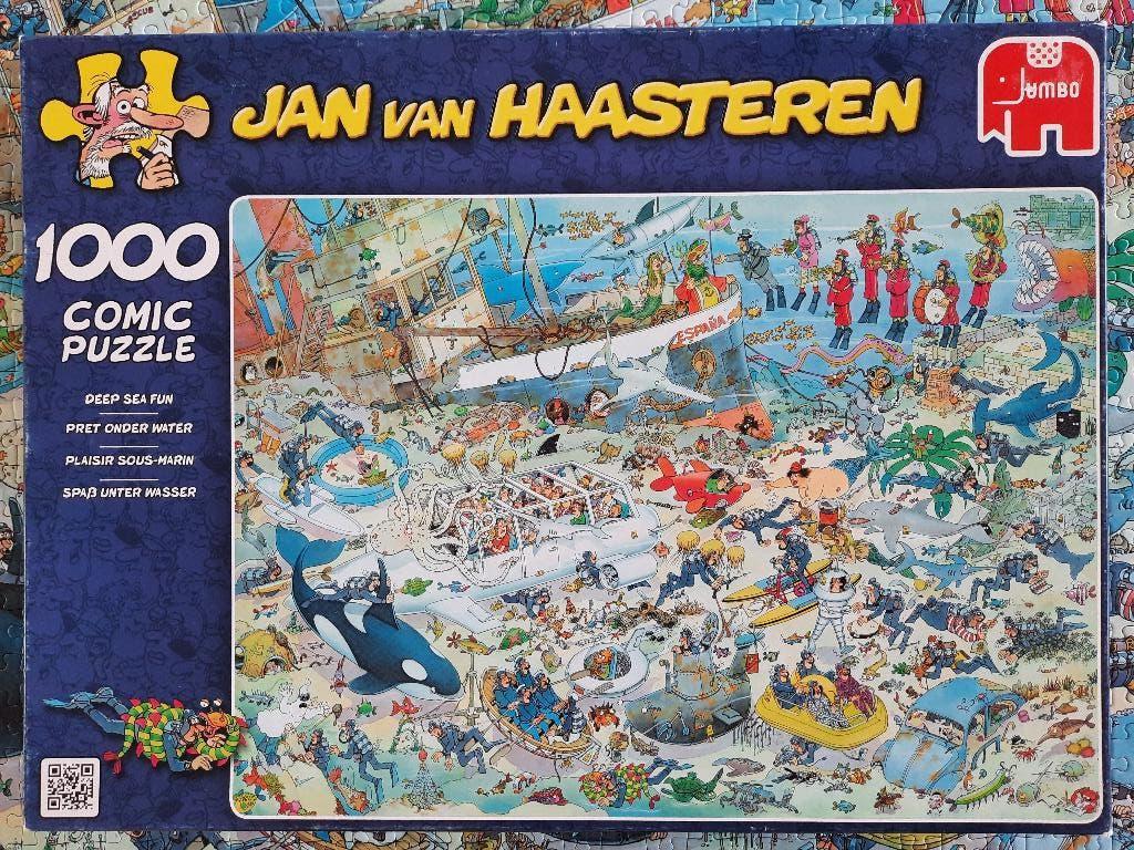 jan van Haasteren pret onder water 1000 min 1 stukje, Hobby en Vrije tijd, Denksport en Puzzels, Ophalen of Verzenden, 500 t/m 1500 stukjes