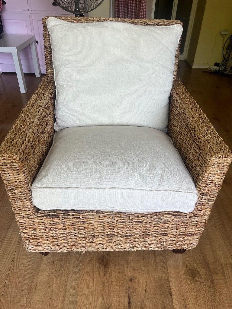 Waterhyacint fauteuil/ loungestoel, Ophalen, Overige materialen, 75 tot 100 cm, Zo goed als nieuw