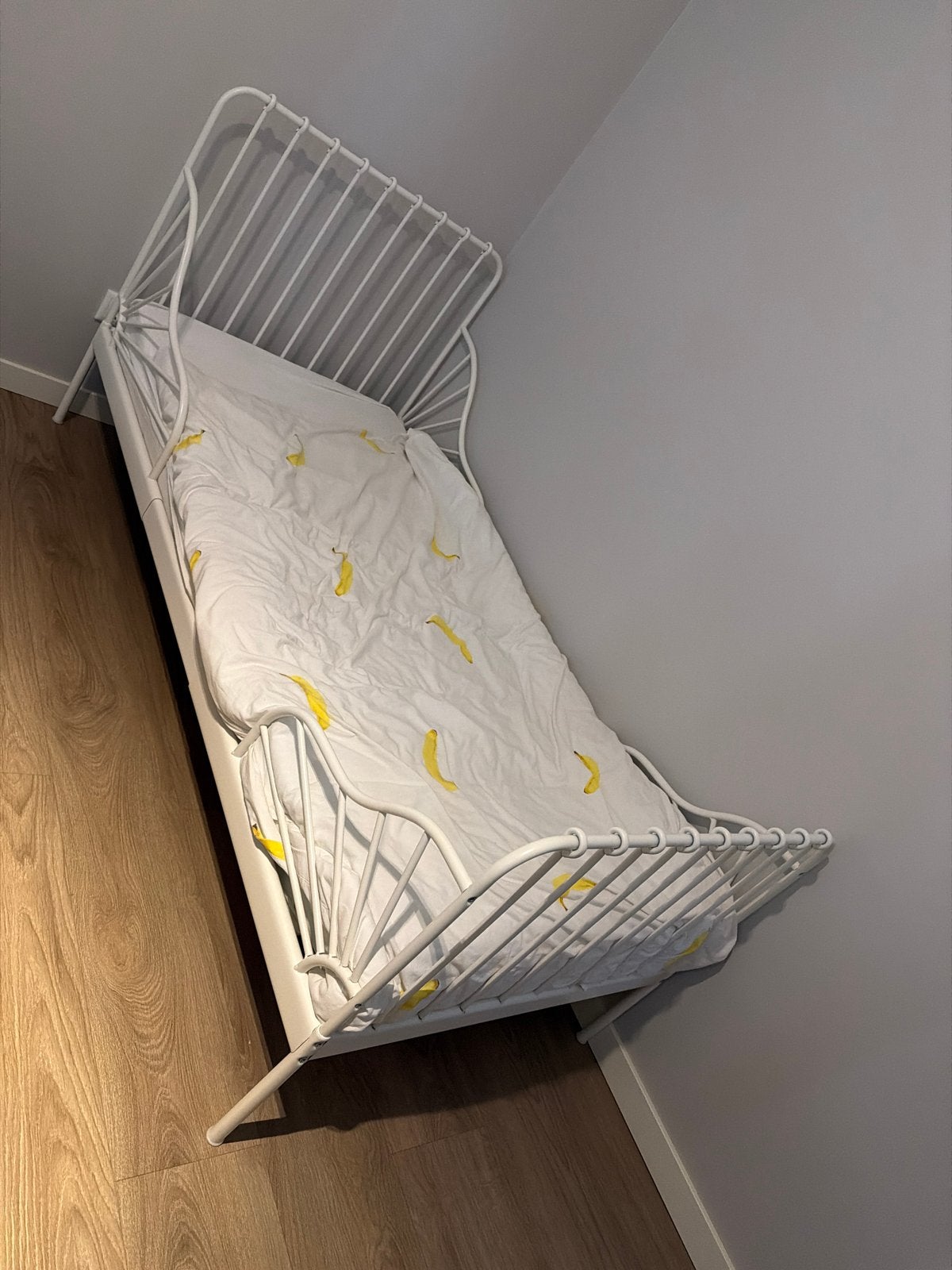 Verstelbaar kinderbed IKEA - Wit metaal, Ophalen, Gebruikt, 70 tot 85 cm, Lattenbodem