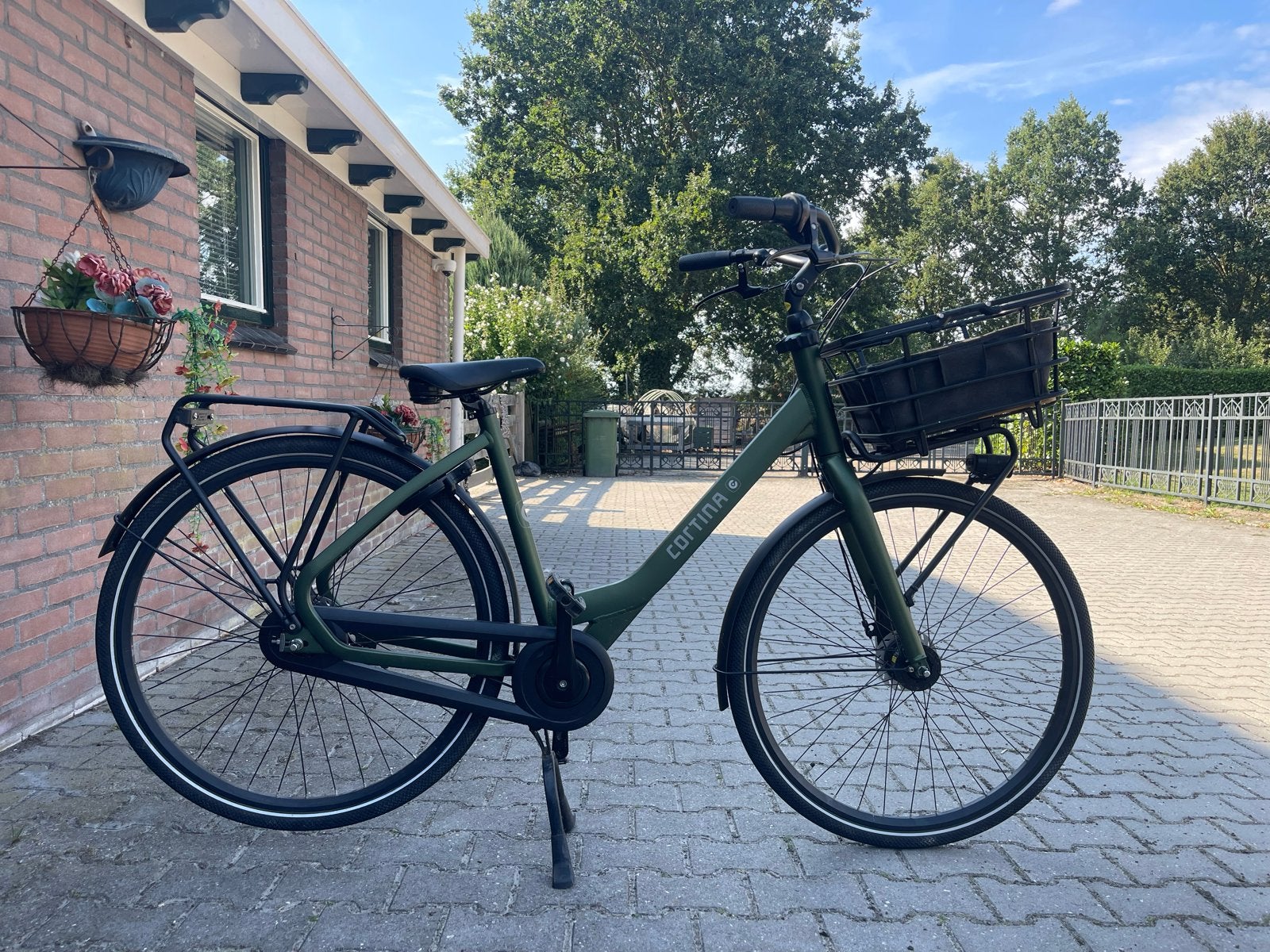 Donkergroene Cortina Dames Transportfiets, Fietsen en Brommers, Fietsen | Dames | Damesfietsen, Versnellingen, Zo goed als nieuw