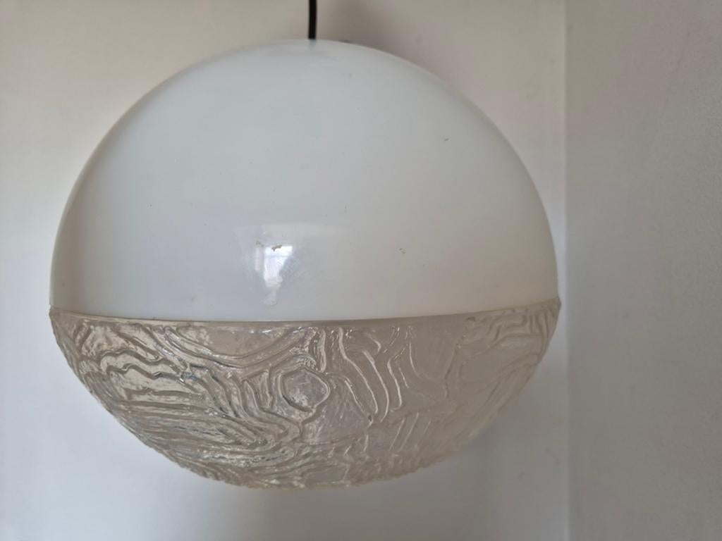 Witte kunststof vintage lamp, Huis en Inrichting, Lampen | Hanglampen, Kunststof, Gebruikt, Ophalen of Verzenden, Mid-century
