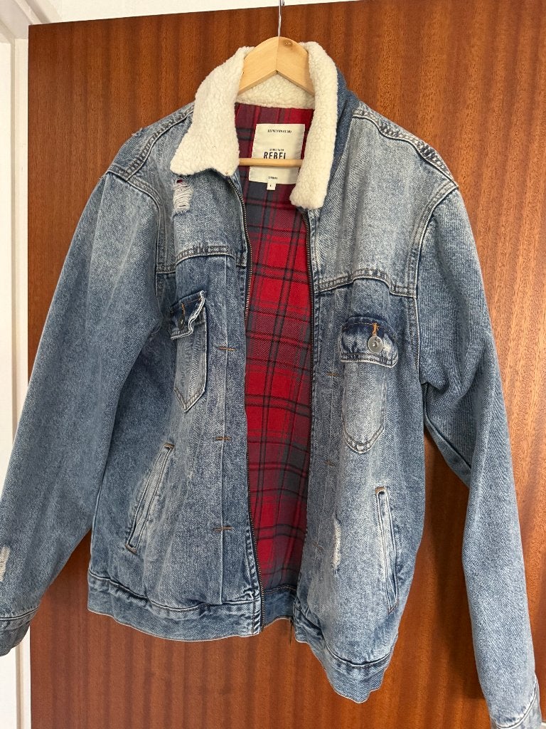 Spijkerjack, Ophalen, Maat 52/54 (L), Blauw, Zo goed als nieuw