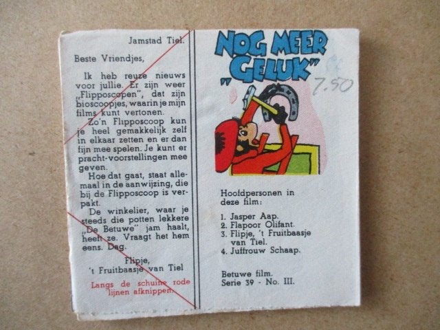 ad000249 flipje filmstrook 3, Eén stripboek, Ophalen, Gelezen