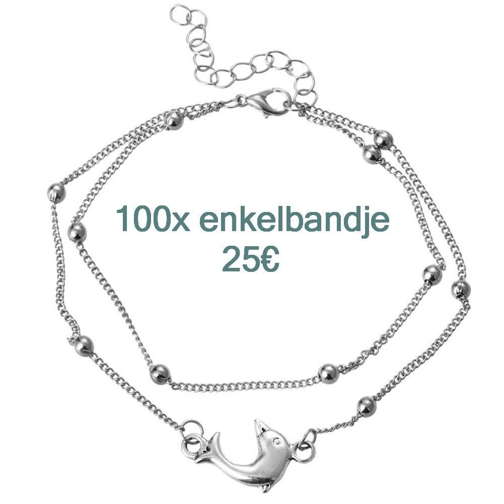 100x Enkelbandje Dolfijn Partijhandel Markthandel, Ophalen, Overige materialen, Ambachtsweg 21, Nieuw