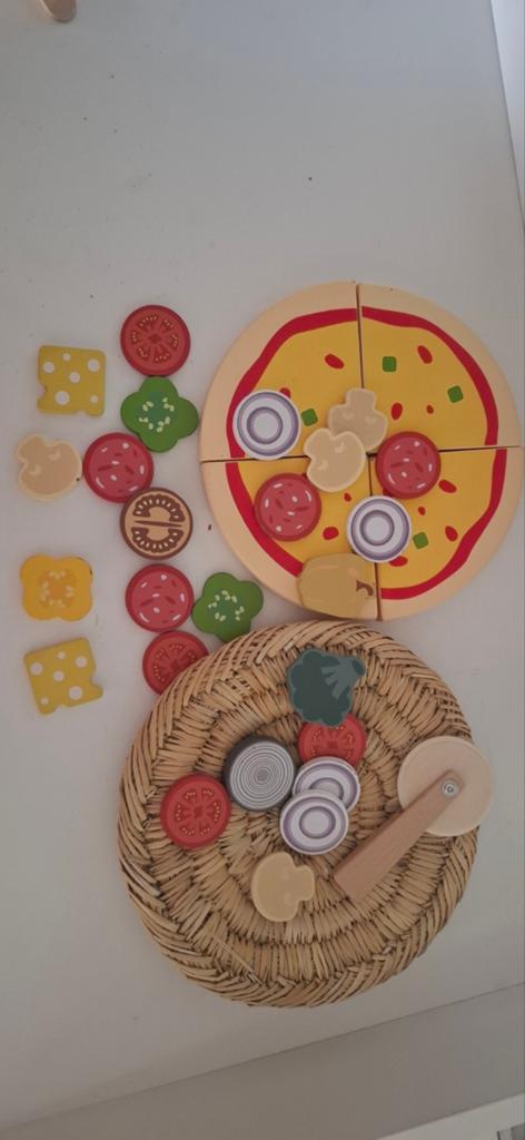 Houten speelgoed pizza set - 22 cm, Kinderen en Baby's, Speelgoed | Educatief en Creatief, Ophalen of Verzenden, Gebruikt, Bouwen