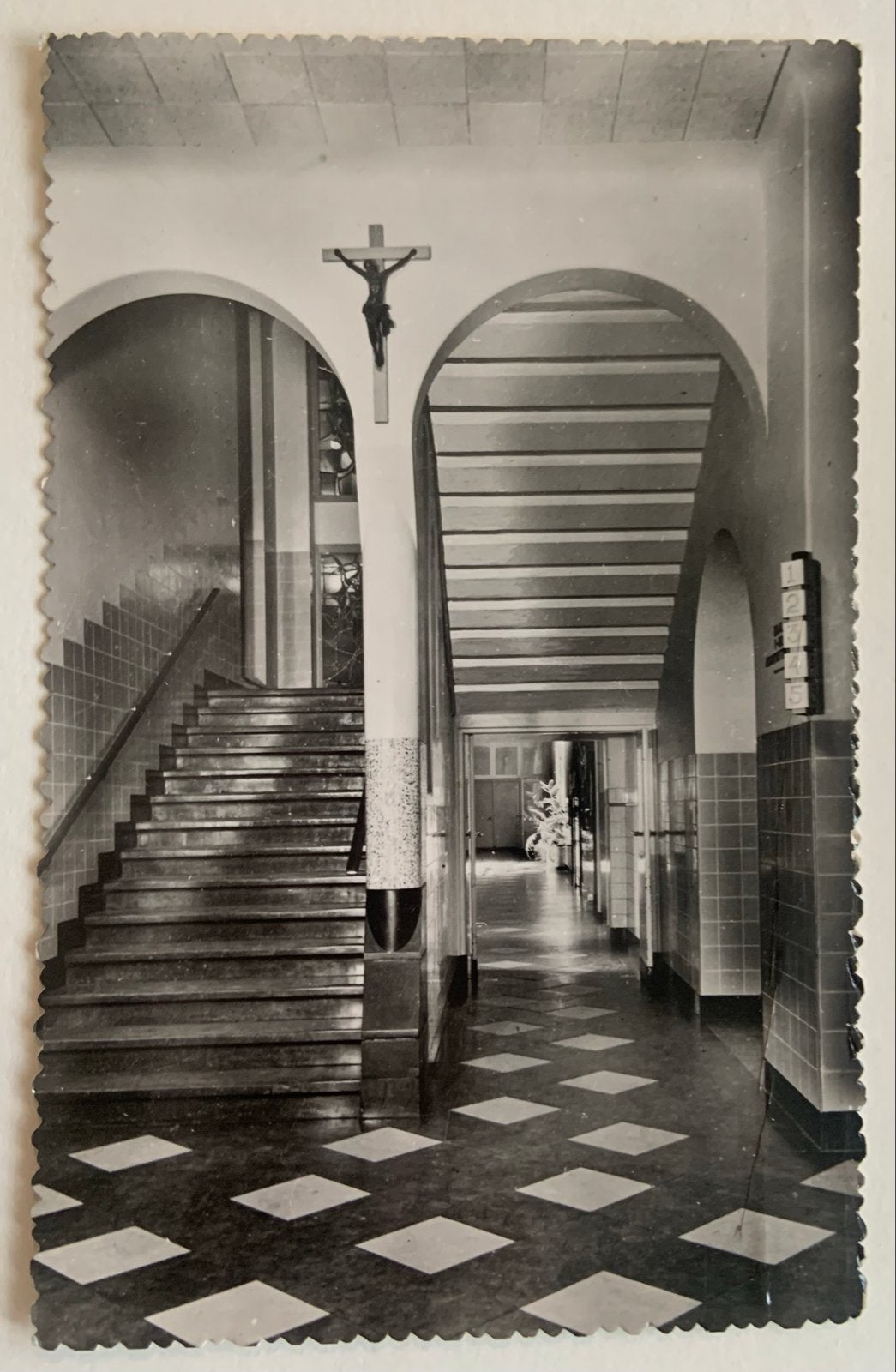 ansichtkaart St. Jozef Ziekenhuis Heerlen Trappenhuis, Verzenden, 1940 tot 1960, Gelopen, Limburg