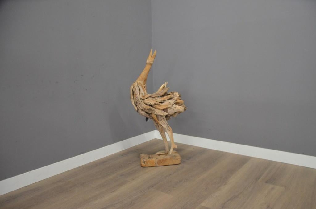 Handgemaakte teak vogel, Verzenden, Nieuw, Hout