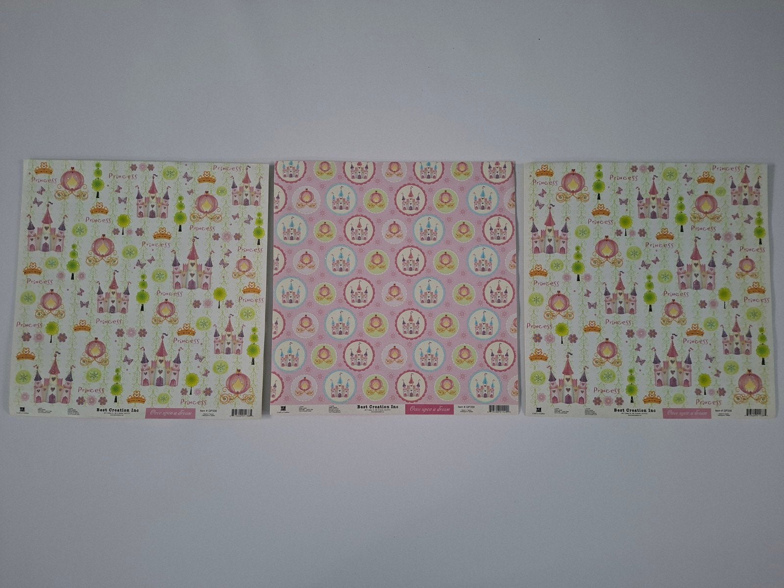 Scrapbook vellen prinses thema met glitter en reliëf, Fantasie, Nieuw, Meerkleurig, Ophalen of Verzenden