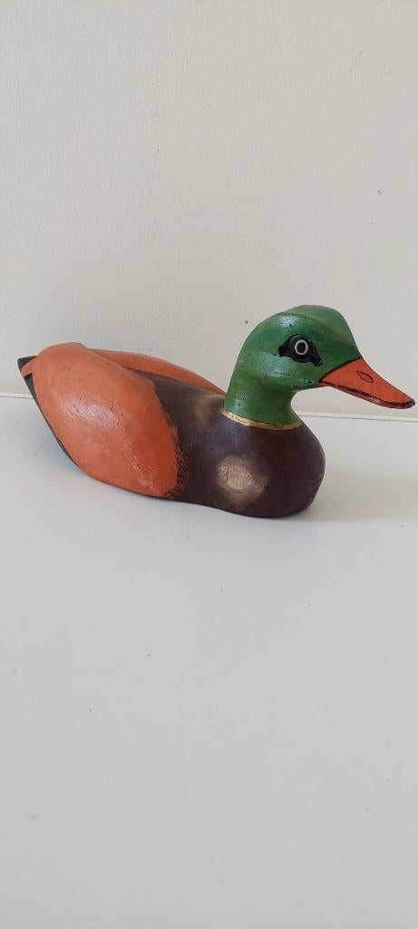 Vintage houten lokeend  Handgesneden eend (Militaria / Deco), Ophalen of Verzenden, Gebruikt, Dier