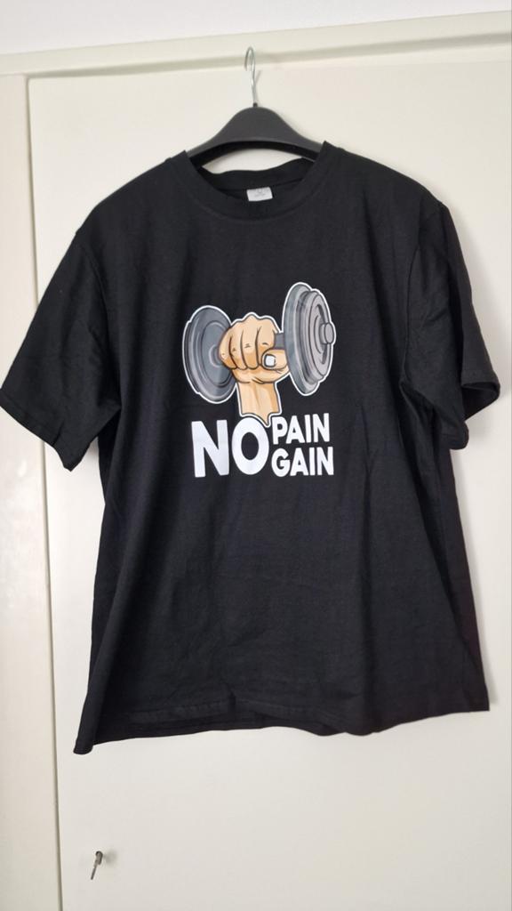 T-shirt 'No Pain No Gain' - Nieuw, Kleding | Heren, T-shirts, Onbekend, Zwart, Ophalen of Verzenden, Maat 56/58 (XL)